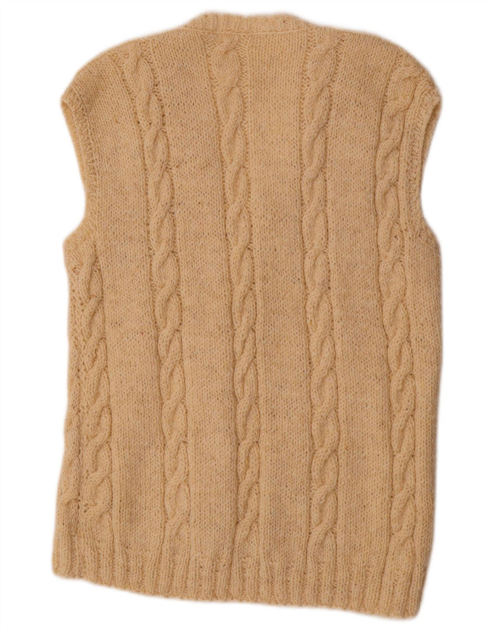 VINTAGE Chaleco de mujer Camiseta sin mangas Reino Unido 18 XL Beige