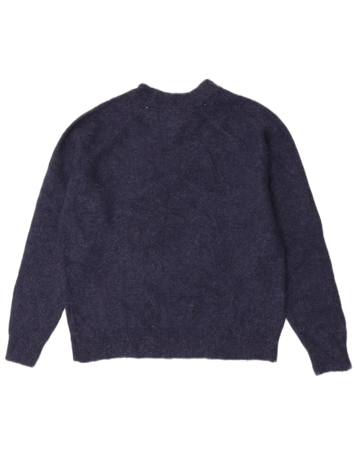 Zara Mujer Cuello Redondo Jersey Jersey UK 10 Small Azul Marino Poliamida