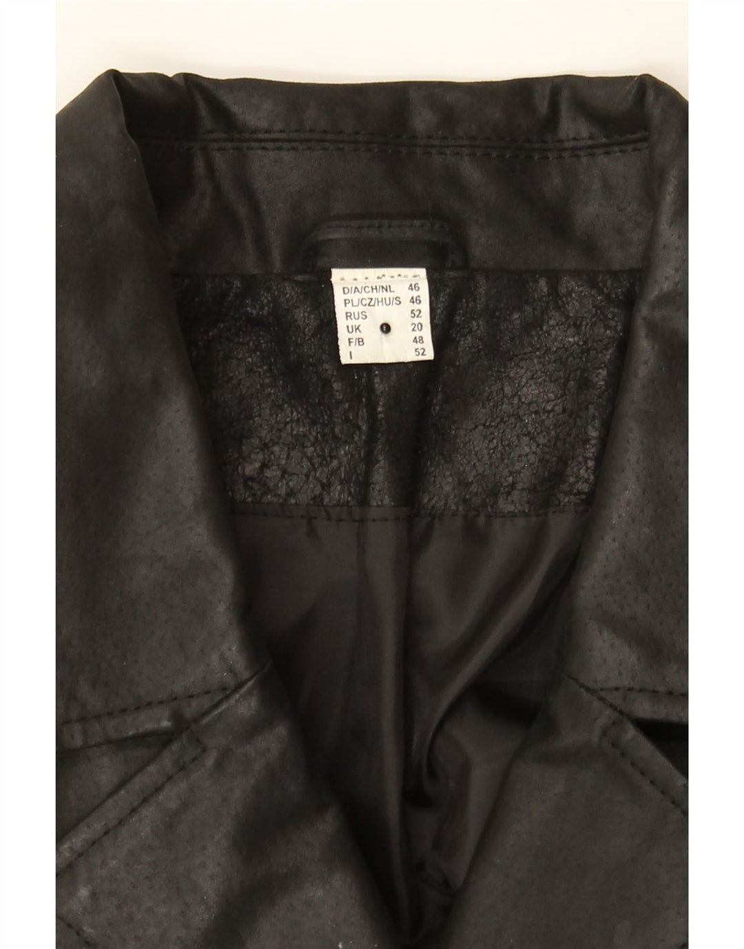 VINTAGE Womens Leather Coat UK 20 2XL Black Leather Vintage Vintage and Second-Hand Vintage from Messina Hembry 