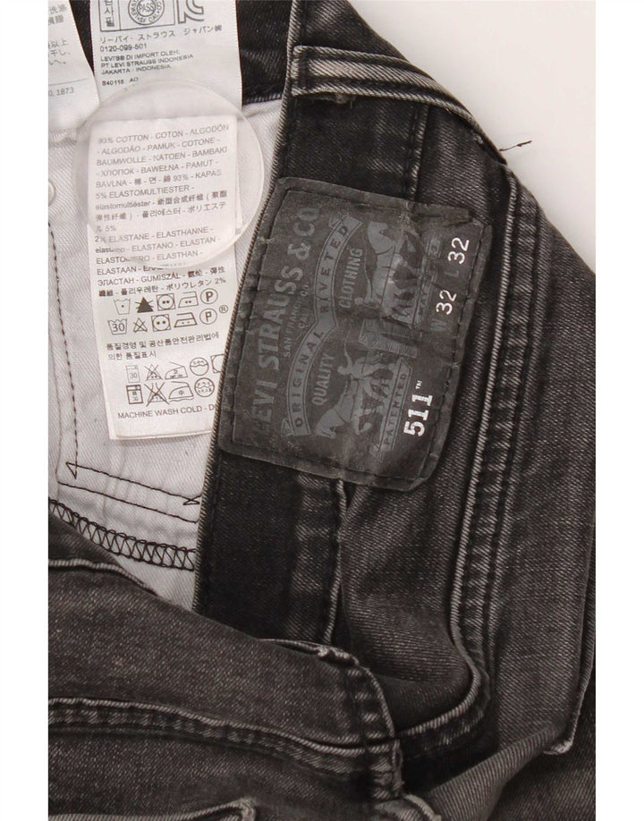 Levi's Hombre 511 Slim Jeans W32 L27 Algodón Negro