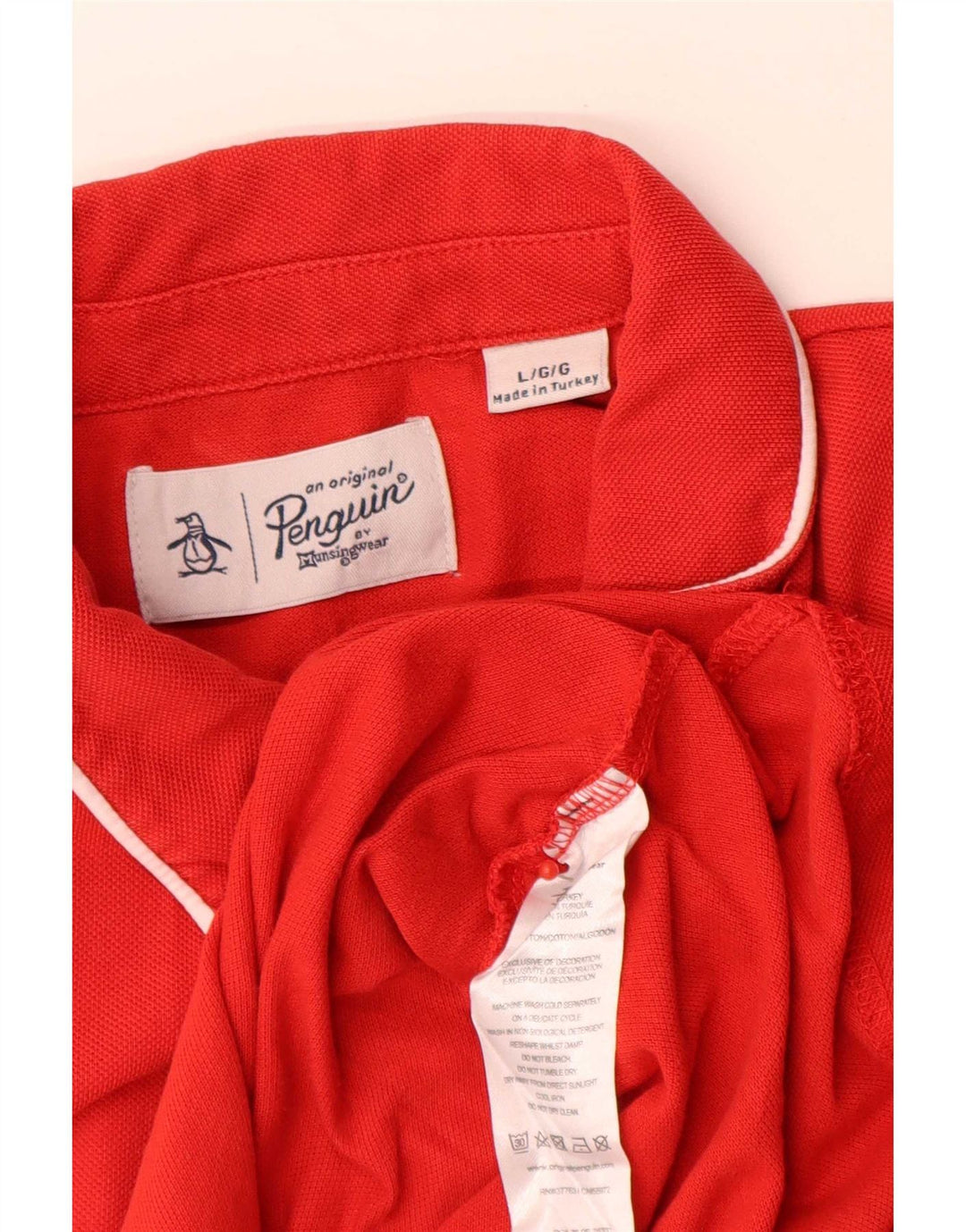 Polo Penguin para hombre de algodón rojo grande