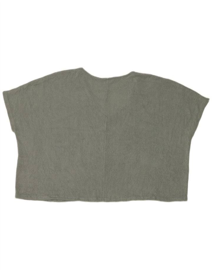 Zara Mujer Crop Top Corto De Punto Extragrande UK 44 Viscosa Verde Medio