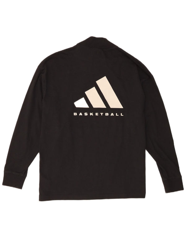 Adidas Mens Loose Fit Graphic Top Manga Larga Pequeño Algodón Negro