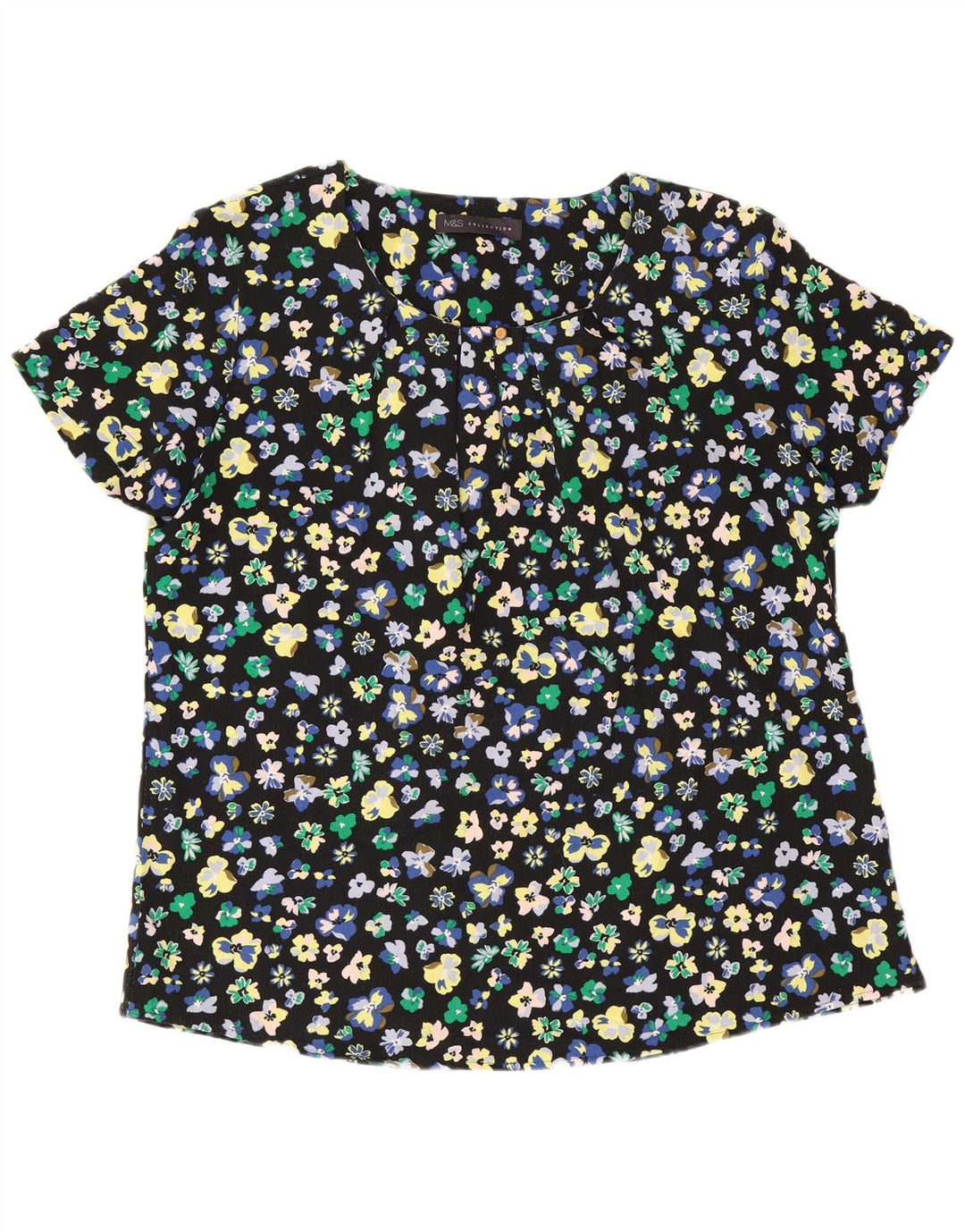 Marks & Spencer Blusa para mujer Top UK 40 Mediano Negro Floral Poliéster