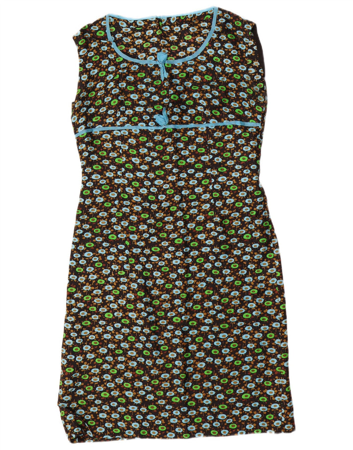 VINTAGE Mujer 3/4 Manga 2 Piezas Set UK 14 Medio Negro Floral