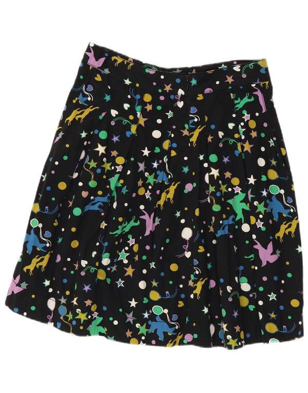 Falda plisada vintage para mujer W28 mediana negra manchada