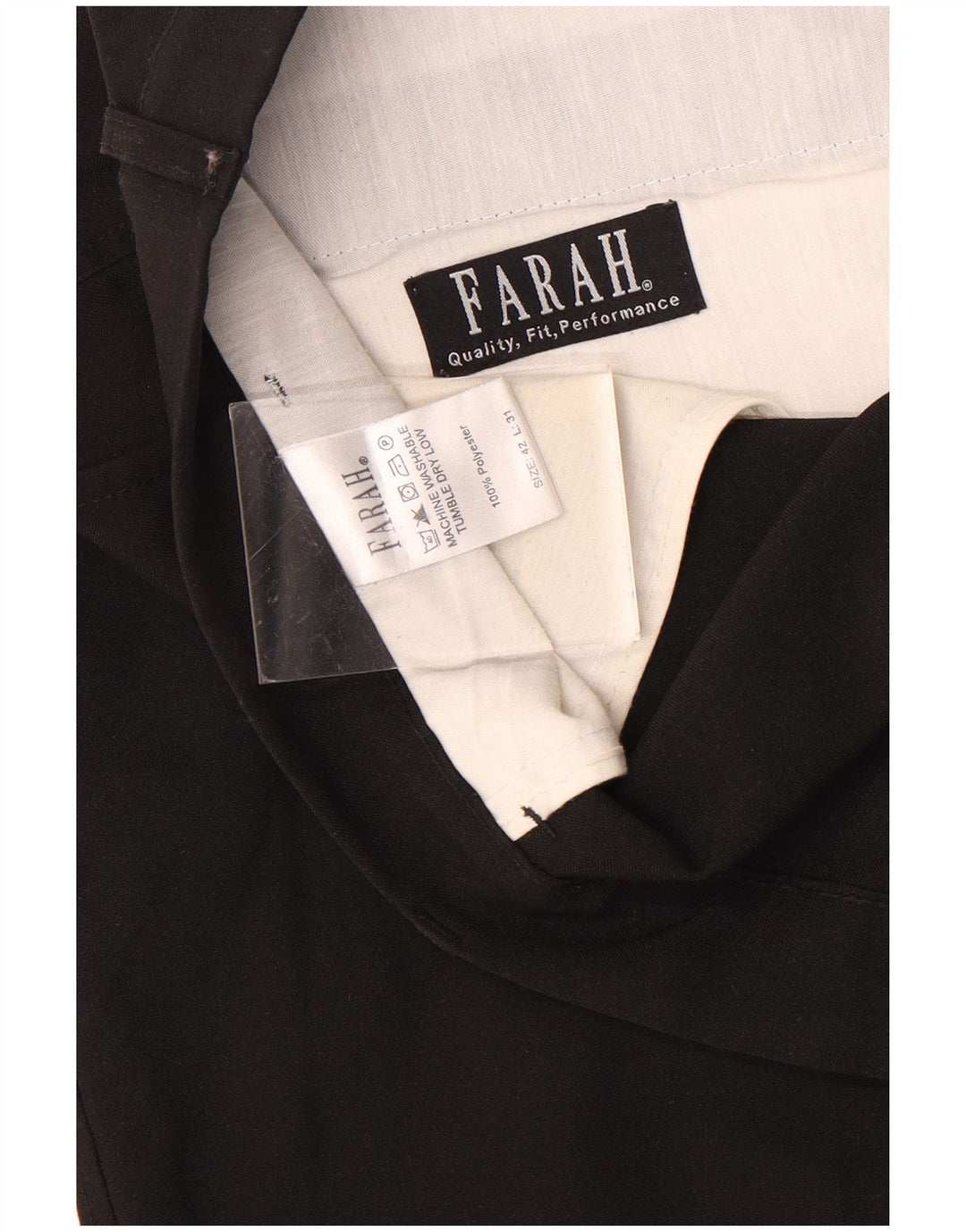 FARAH Pantalón chino cónico para hombre W42 L31 Poliéster negro