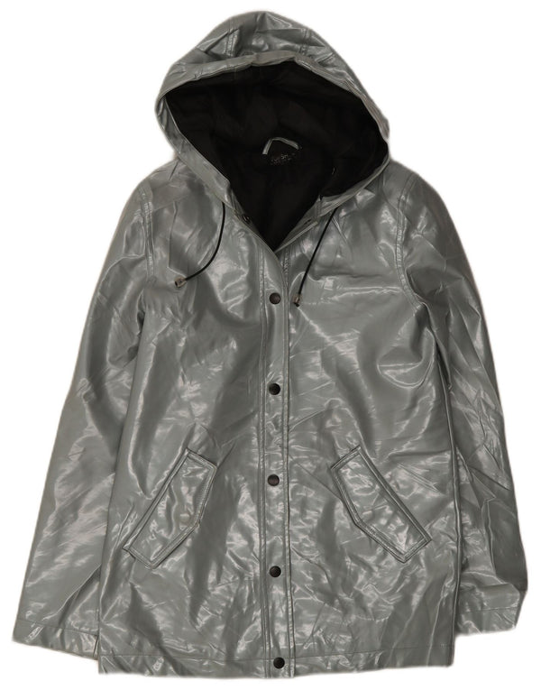 Topshop Chaqueta impermeable con capucha para mujer UK 8 Small Poliéster gris