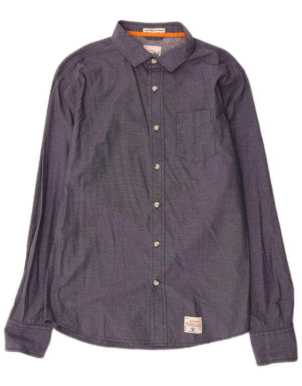 Camisa Superdry Hombre XL Algodón Azul Marino