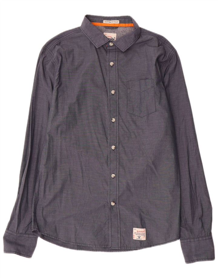Camisa Superdry Hombre XL Algodón Azul Marino