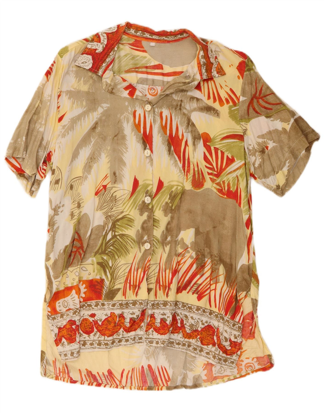 Vintage mujer patrón abstracto camisa blusa Reino Unido 16 grande multicolor
