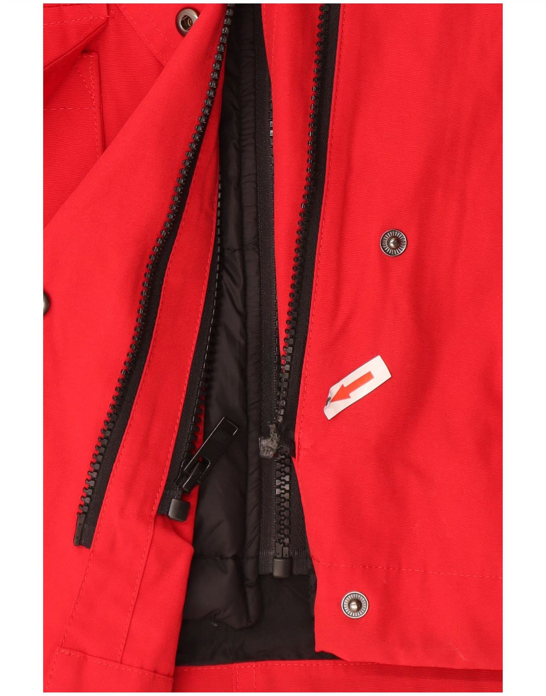Zara Mujer Chaqueta Acolchada Extragrande Con Capucha UK 10 Small Poliéster Rojo