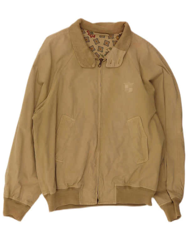 Vintage hombres bomber chaqueta Reino Unido 40 algodón beige grande