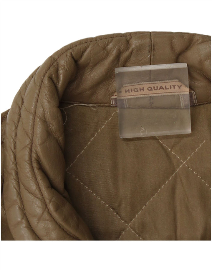 Chaqueta de cuero vintage para mujer Reino Unido 14 Bloque de color marrón medio
