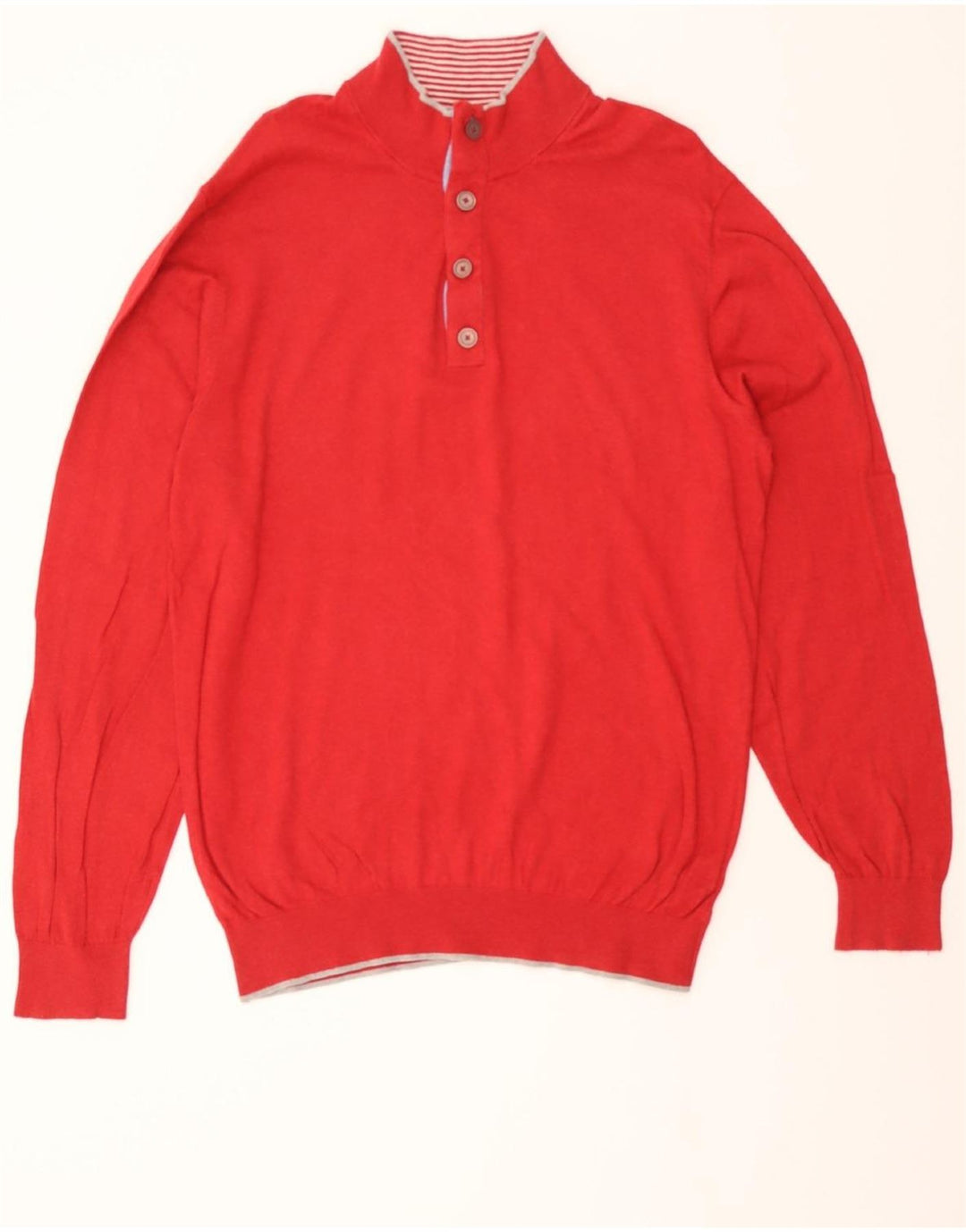 MASSIMO DUTTI Mens Button Neck Jumper Sweater XL Red Cotton Vintage Massimo Dutti and Second-Hand Massimo Dutti from Messina Hembry 