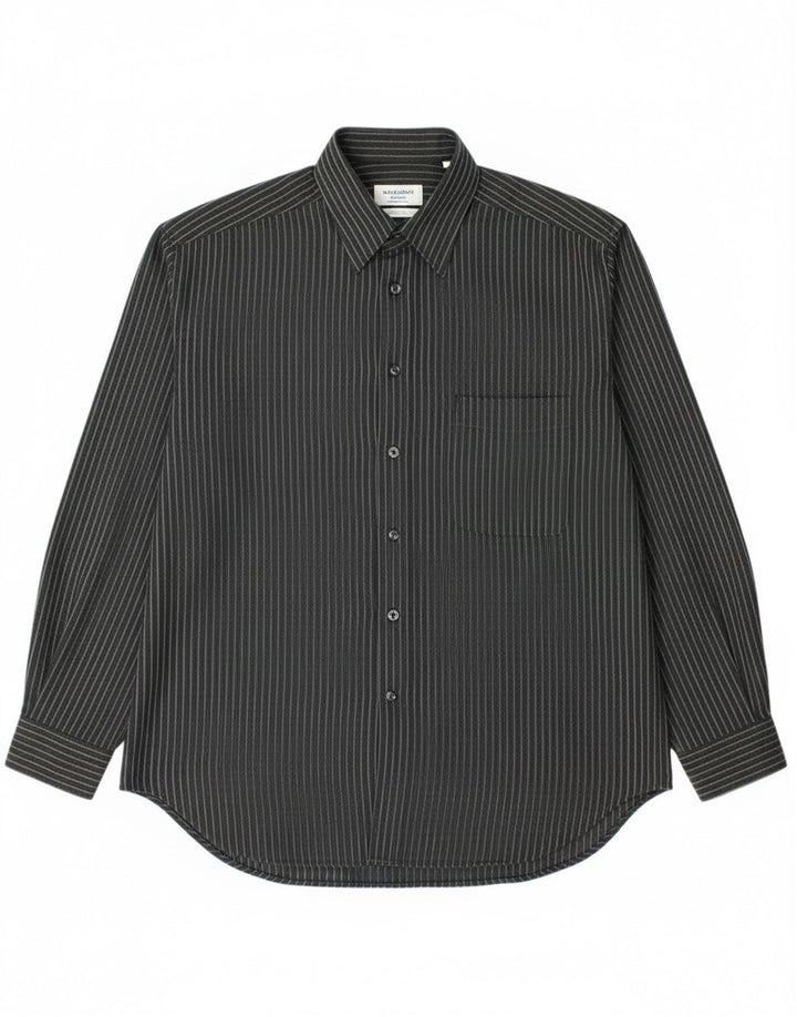 Camisa Trussardi Hombre Talla 40 Mediana Poliéster Rayas Negras