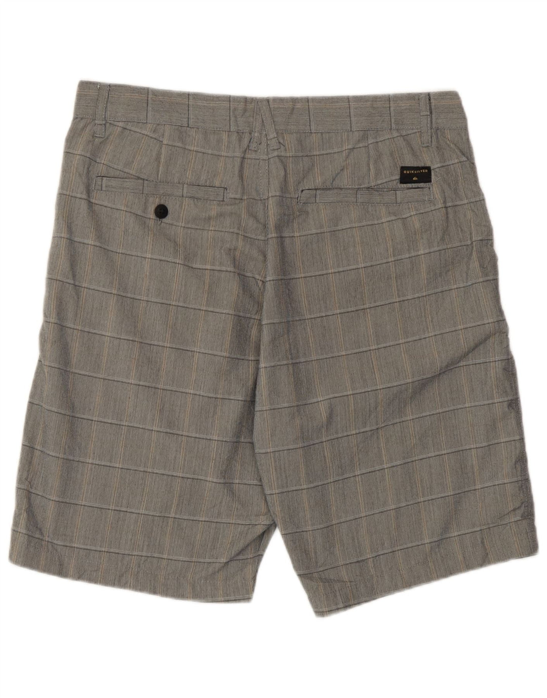 Quiksilver Pantalones cortos chinos de corte regular para hombre W32 Poliéster a cuadros gris medio