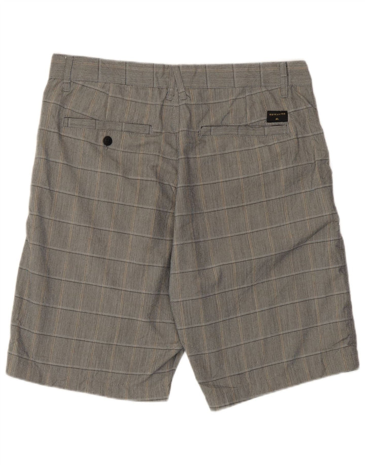 Quiksilver Pantalones cortos chinos de corte regular para hombre W32 Poliéster a cuadros gris medio