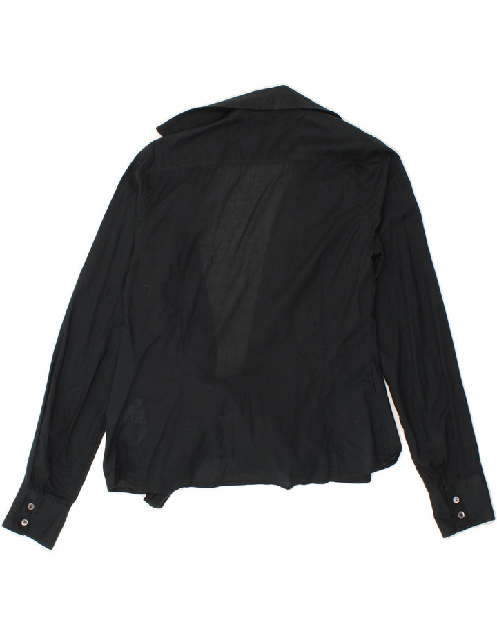 HENRY COTTONS Womens Wrap Shirt Blouse EU 38 Medium Black Cotton Vintage Henry Cottons and Second-Hand Henry Cottons from Messina Hembry 