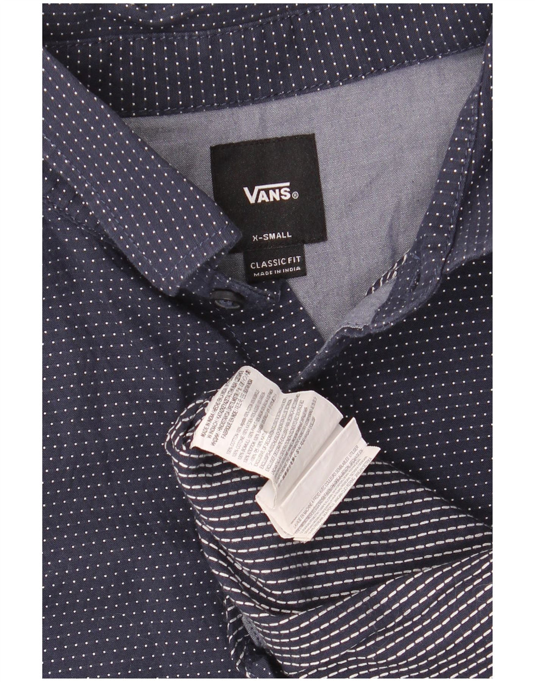 VANS Camisa de manga corta de corte clásico para hombre XS Algodón con lunares azul marino
