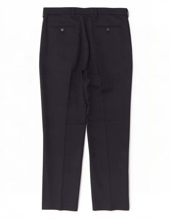 Marks & Spencer Pantalón de traje regular para hombre W36 L31 Poliéster azul marino