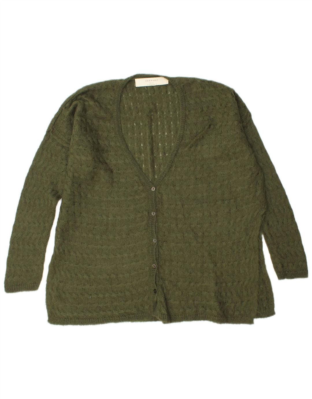 Zara Mujer Suéter Cárdigan Extragrande UK 44 Verde Medio