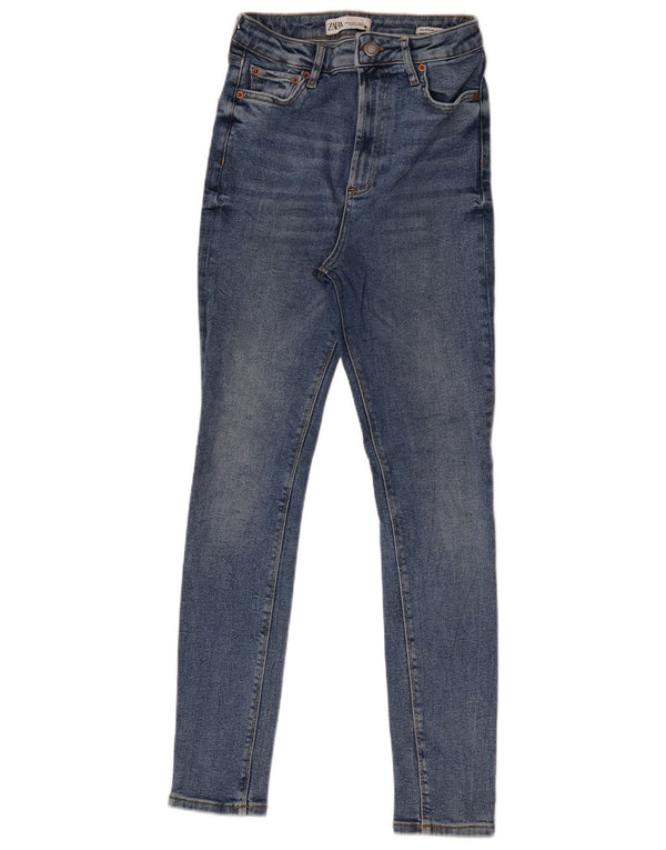 Zara Womens High Rise Skinny Jeans US 4 XS W26 L29 Blue Cotton