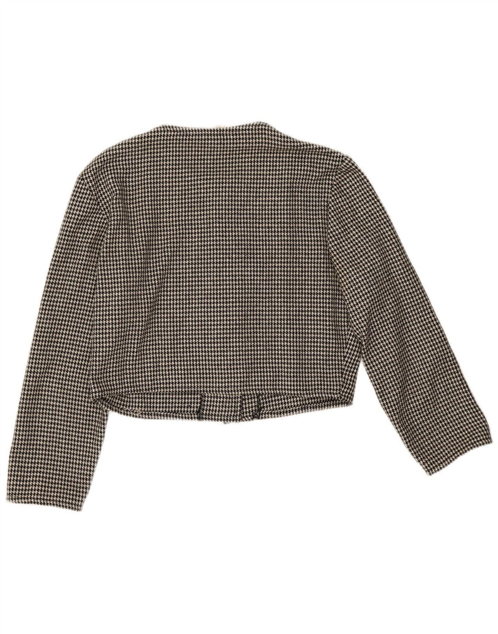 Vintage mujer crop 5 botones chaqueta blazer IT 44 pata de gallo negra mediana