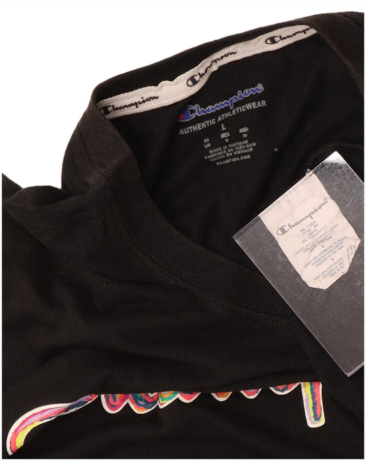 CHAMPION Camiseta gráfica para mujer Top UK 46 Grande Algodón negro