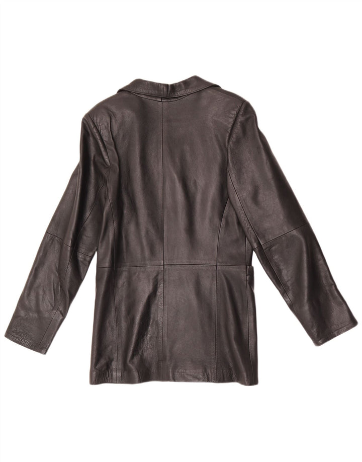 Vintage mujer 5 botones cuero Blazer chaqueta Reino Unido 8 pequeño negro