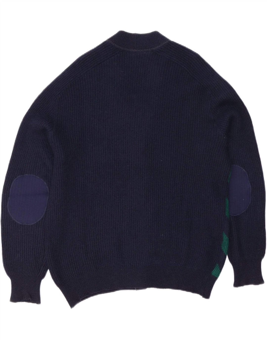 Vintage hombres Cardigan suéter XL azul marino rayas