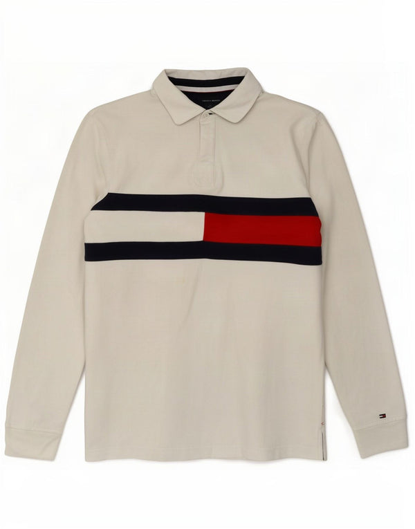 Polo Tommy Hilfiger De Rugby De Manga Larga Para Hombre Blanco Medio Colorblock