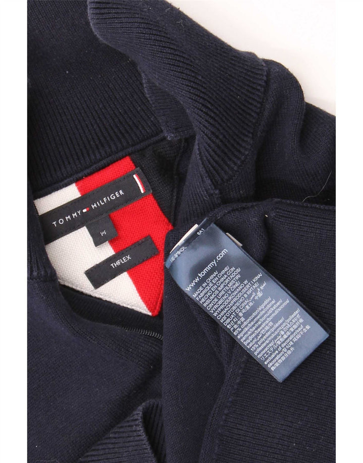 Tommy Hilfiger Jersey con cuello y cremallera para hombre, color azul marino mediano