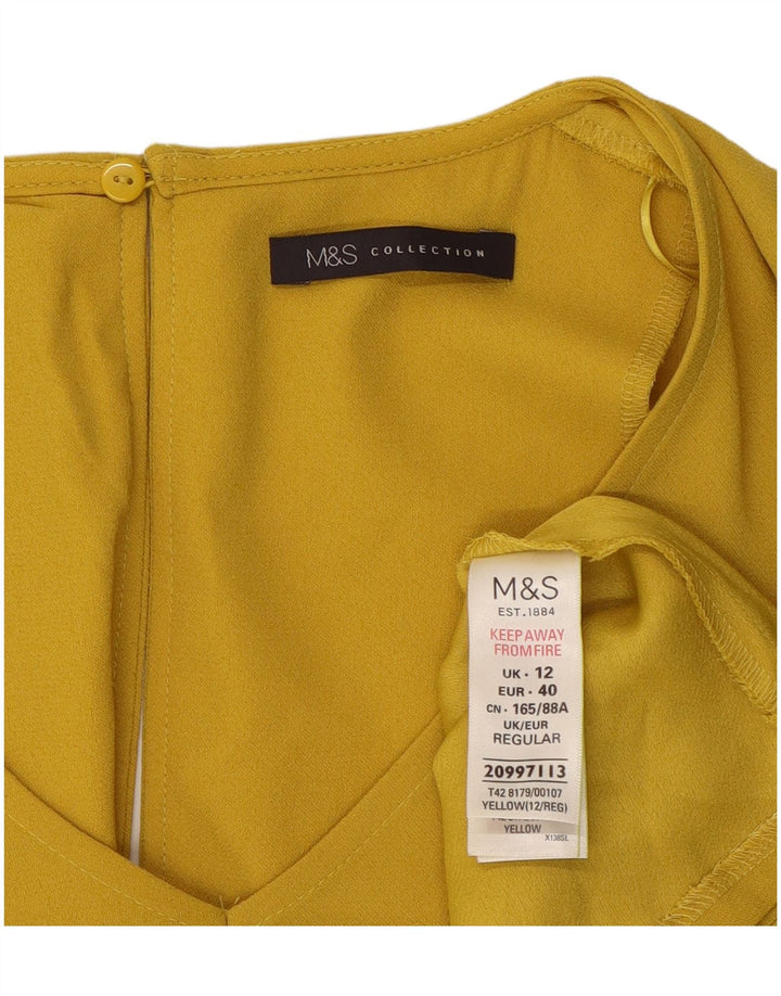 Marks & Spencer Vestido acampanado para mujer UK 42 Poliéster amarillo medio