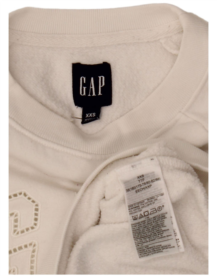 GAP Womens Oversized Graphic Sweatshirt Jumper UK 2 2XS White Cotton