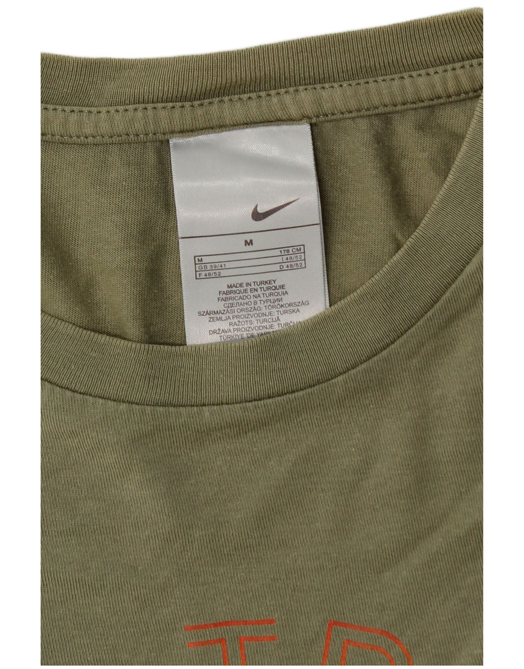 NIKE Camiseta gráfica para hombre UK 39/41 Medium Khaki Cotton