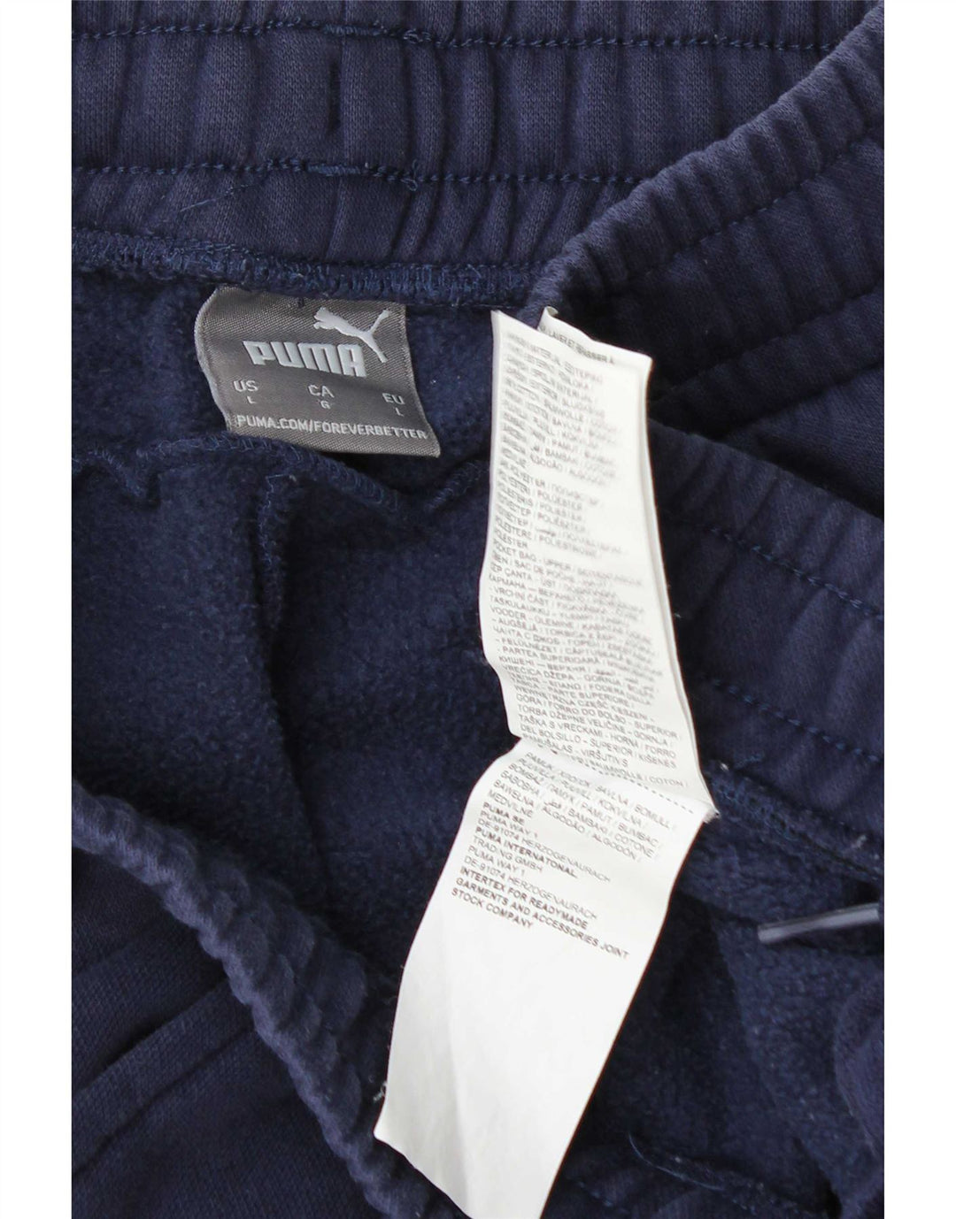 Puma - Pantalón de chándal para hombre, talla grande, algodón azul marino