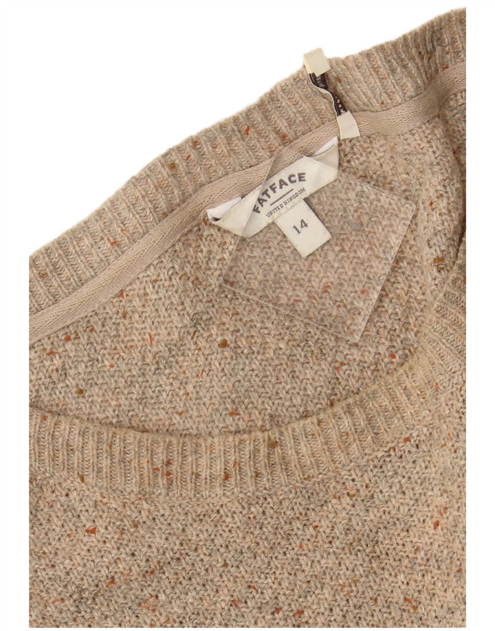 FAT FACE Suéter tipo jersey con cuello barco para mujer UK 44 Large Beige