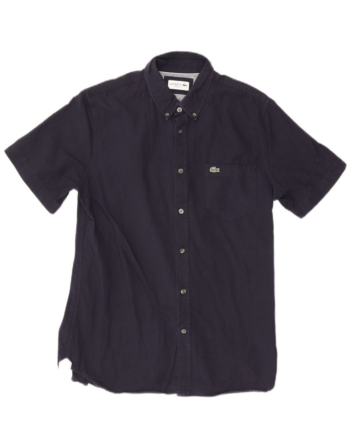 Camisa Lacoste Hombre Manga Corta Regular Fit Algodón Azul Marino Medio