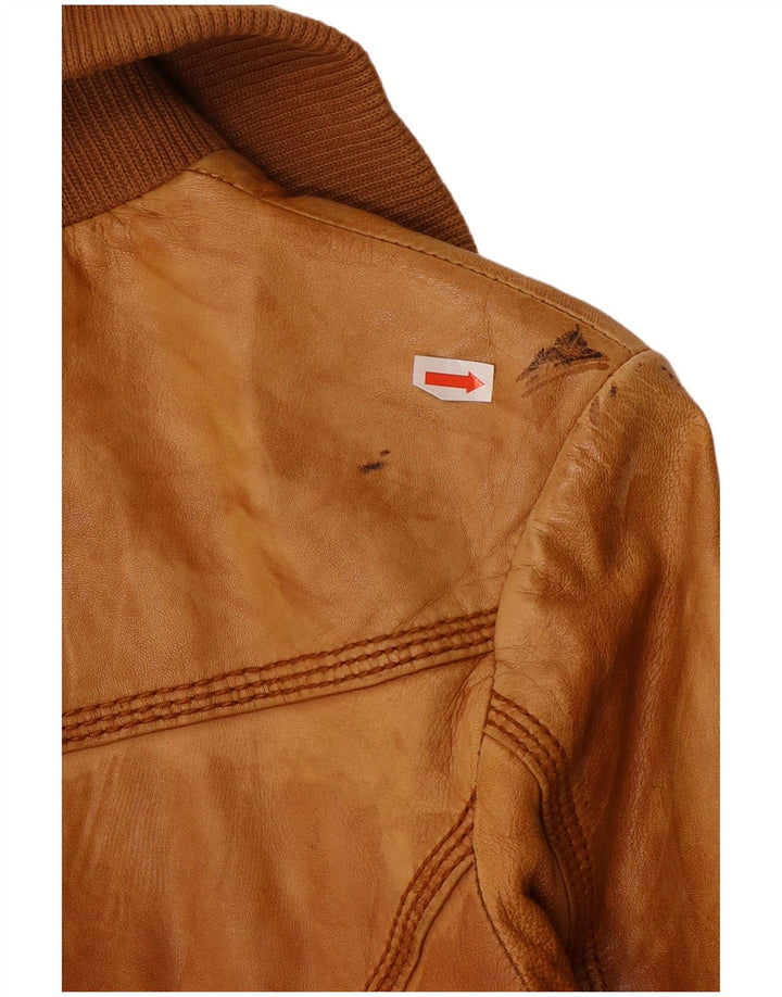 BERSHKA Chaqueta de cuero para mujer UK 42 Cuero marrón medio