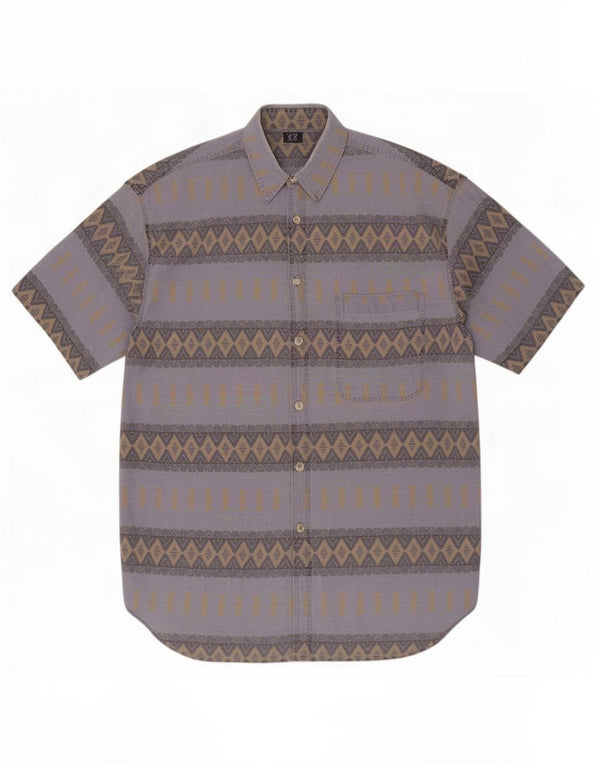 Camisa Manga Corta Hombre C&A Talla 43/44 XL Algodón Geométrico Azul