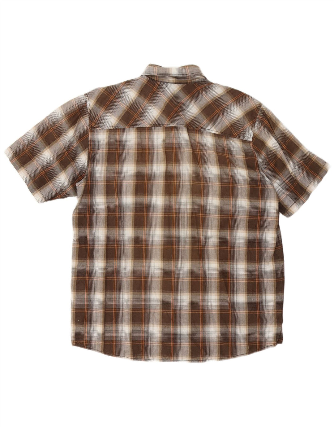 CARHARTT Camisa de manga corta para hombre de algodón a cuadros marrón grande
