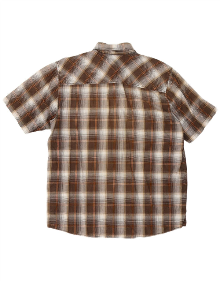 CARHARTT Camisa de manga corta para hombre de algodón a cuadros marrón grande