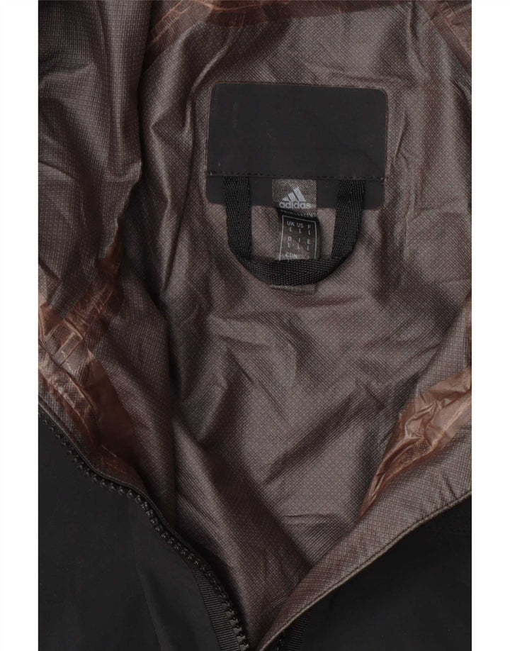 Adidas - Chaqueta impermeable con capucha para hombre, talla 40, color negro geométrico