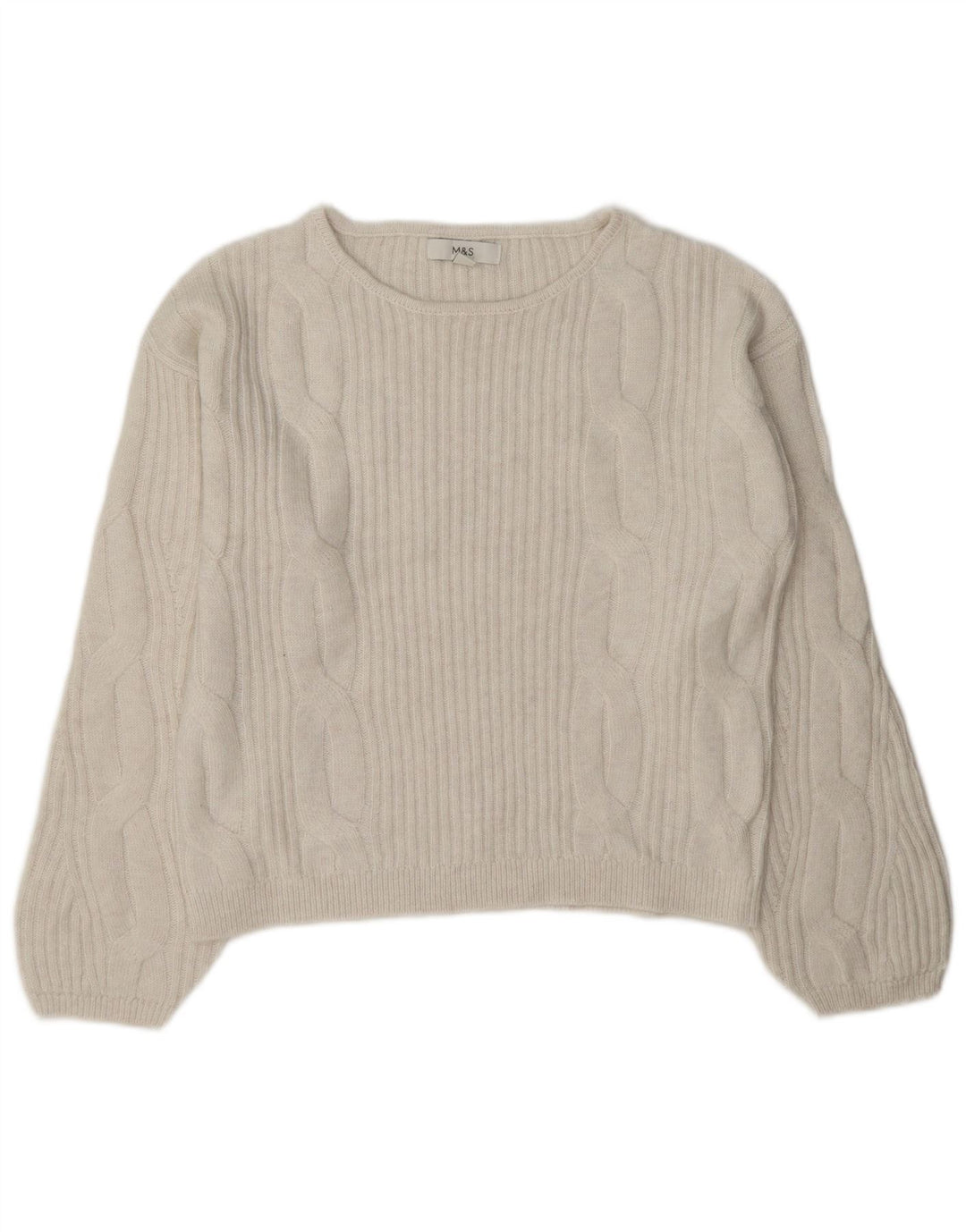 Marks & Spencer Jersey extragrande con cuello barco para mujer, talla S, color blanco