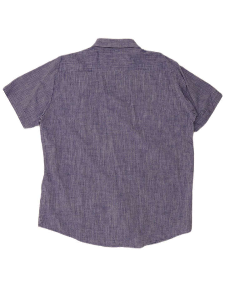 Carrera Camisa de manga corta para hombre de ajuste regular 2XL Algodón azul