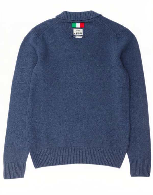 Marlboro Classics Mens V-Neck Jumper Sweater Large Blue Wool