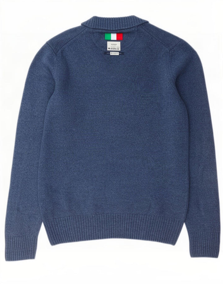 Marlboro Classics - Jersey con cuello en V para hombre, talla grande, lana azul