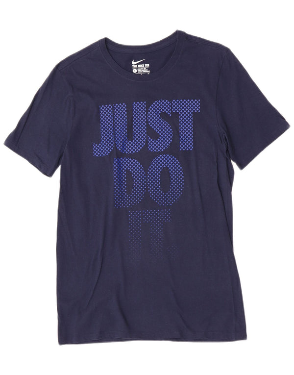 Nike Camiseta deportiva de ajuste atlético para hombre, talla pequeña, azul marino, algodón, deportiva