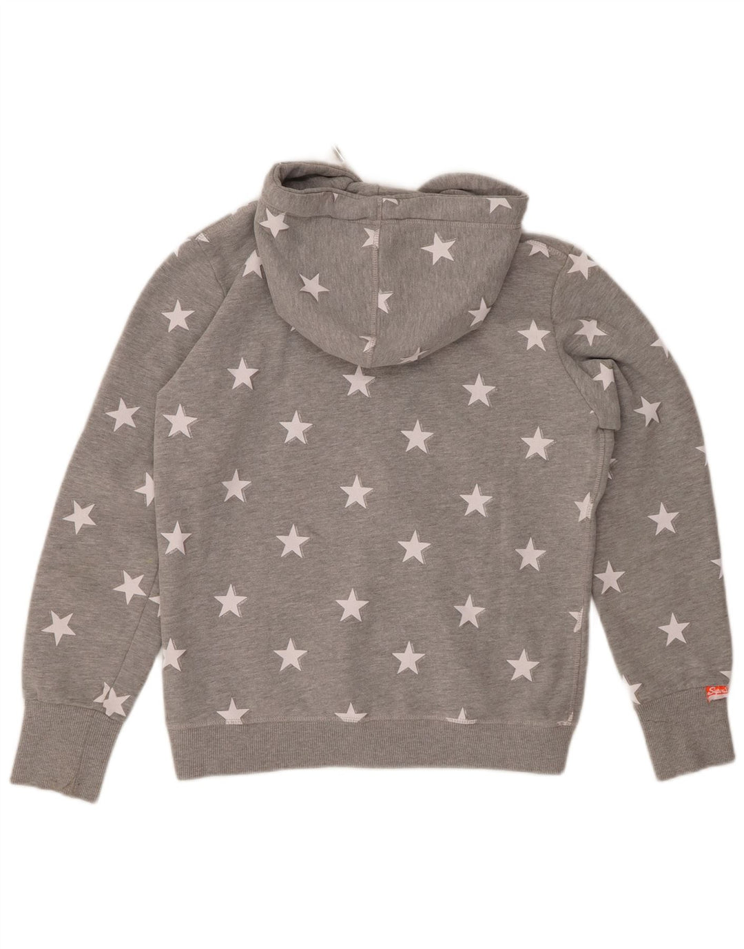 SUPERDRY Suéter con capucha y cremallera con patrón abstracto para mujer, talla 40, color gris grande